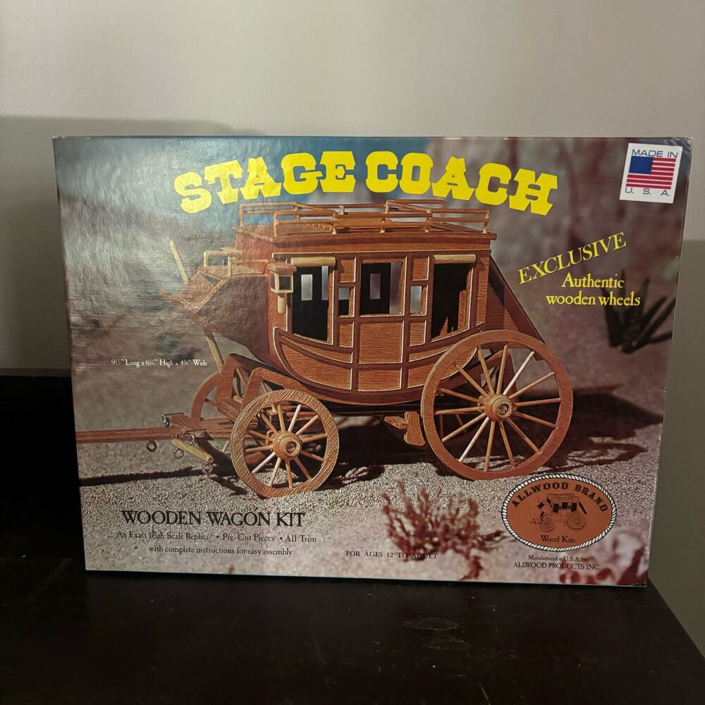 Allwood Stagecoach Wooden Wagon Vintage Modeling Kit